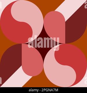 Seamless vector graphic in tones of brown, incorporating a yin and yang symbol. Stock Vector