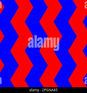 Red and blue seamless vector graphic consisting of alternate coloured rows of vertical chevrons forming a zig zag pattern Stock Vector