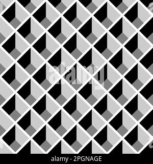 Seamless vector graphic in shades of grey of a three dimensional array of boxes Stock Vector