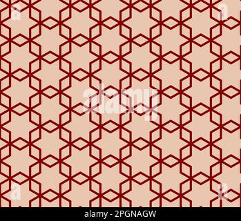 Brown and beige seamless vector graphic of continuously overlapping brown hexagons on a beige background Stock Vector