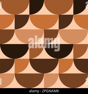 Seamless vector graphic of semi circles and quarter circles in shades of brown. It might be used as a retro fabric or wallpaper Stock Vector