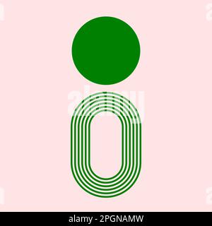 Vector graphic in a modern art style, comprising of a green circle and a green oval mad up with parallel lines Stock Vector