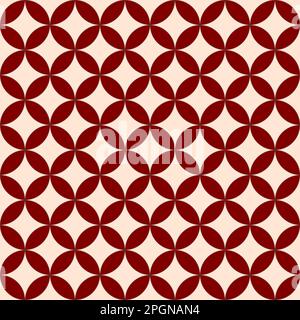 Brown and beige seamless vector graphic of a matrix of overlapping circles. Each overlap is brown and everything is on a beige background Stock Vector