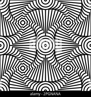 Seamless monochrome vector graphic of spiraling filleted squares Stock Vector