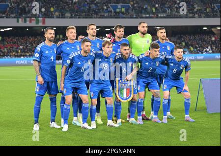 Naples, Italy. 23rd Mar, 2023. Team Italy during the EURO 2024 qualifying football match between Italy vs England on March 23, 2023 at the Stadium Maradona in Naples, Italy Credit: Independent Photo Agency/Alamy Live News Stock Photo