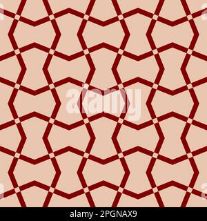 Seamless two tone brown vector graphic of horizontal and vertical zig zag lines forming an Arabic style pattern Stock Vector
