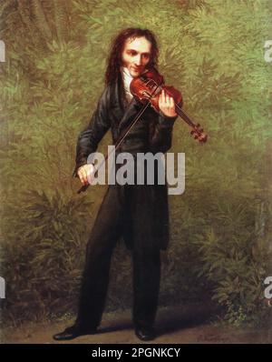 Kersting Georg Friedrich - Niccolo Paganini - German School - 19th Century - Kersting Georg Friedrich - Niccolo Paganini - German School - 19th  Century Stock Photo