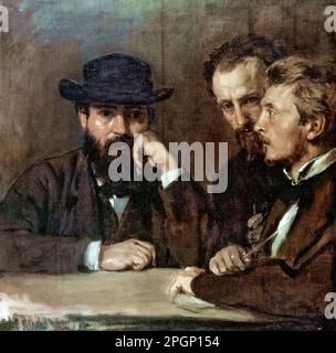 Marees Hans Von - Self-Portrait 1 (With Hildebrand And Grant) - German School - 19th and Early 20th Century - Marees Hans Von - Selbstbildnis 1 (Mit Hildebrand Und Grant) - German School - 19th and Early 20th Century Stock Photo