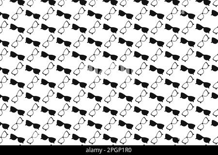 Seamless pattern of sunglasses in black and white color. Abstract background texture. Happy Glasses day. Isolate. Good for wrapping, wallpaper, price tag or label, poster, banner, brochure or web. EPS Stock Vector