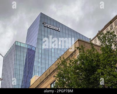 Indeed headquarters building in downtown Austin, Texas on a cloudy day Stock Photo