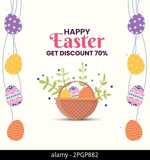 Happy Easter discount offer vector template illustration Stock Vector