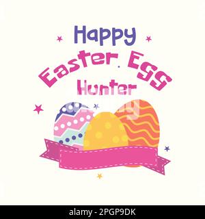Happy easter egg with pink banner vector illustration Stock Vector