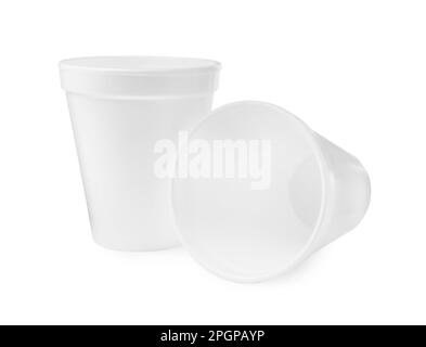 A Plain White Styrofoam Cup On White Background Stock Photo