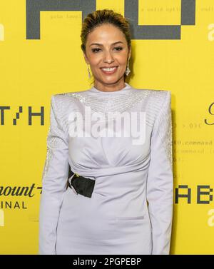 Meta Golding wearing dress by Bahareh Ardakani for ArdAzAei attends