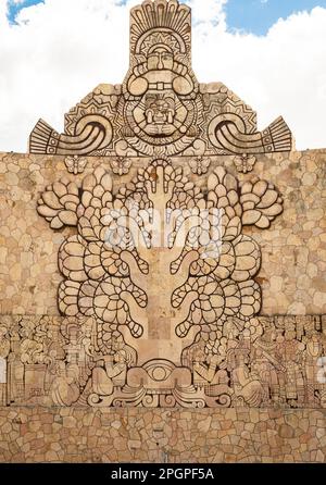 Back of the iconic Monumento a la Patria (Monument to the Fatherland), located on Paseo de Montejo, showing a ceiba tree, sacred to the Maya culture. Stock Photo