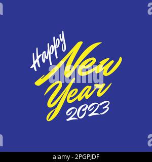 Happy New Year, 2023, Calligraphy Syle, Modren Type Stock Vector