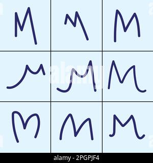 Set of M Letter, Signature Letter M, Hand Drawn Stock Vector