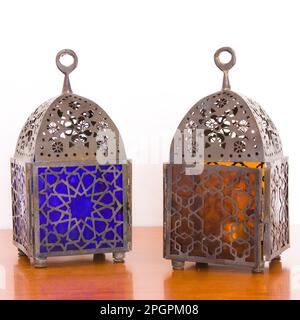 Egyptian lamps - metal and colored glass, from Cairo Stock Photo