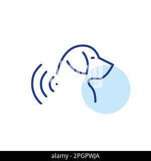 Dog with microchip. Pet identification implant. Pixel perfect, editable stroke line icon Stock Vector