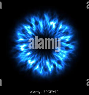 Blue fire circle on a black background. eye iris pupil abstract blue fire texture Stock Photo