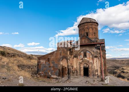 Kars, Turkey - October 28, 2022: Ani Ruins in Kars, Turkey. The Church of St. Gregory of Tigran Honents. Historical old city. Ani is located on the hi Stock Photo