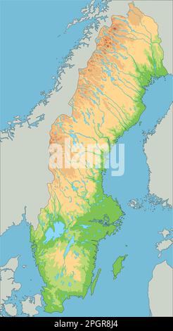High Detailed Sweden Physical Map Stock Vector Image Art Alamy High Detailed Sweden Physical Map 2pgr8j4