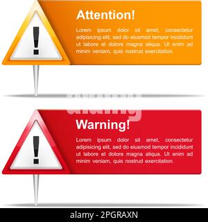 Attention and warning banners, vector eps10 illustration Stock Vector