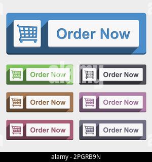 Order now button, flat design, vector eps10 illustration Stock Vector