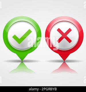 Check and cross symbols, vector eps10 illustration Stock Vector