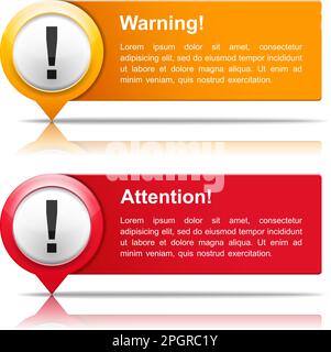 Attention and warning banners with exclamation marks, vector eps10 illustration Stock Vector