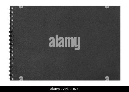 Sketchbook, thick cover, black, on a transparent background. Stock Photo