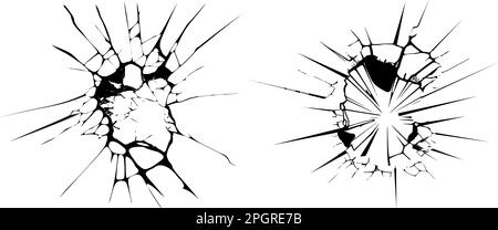 Damage from natural disasters, earthquakes or drought. Split, crack and black hole in the wall or on the ground.Catastrophe after the war. Stock Vector