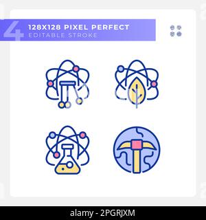 Data mining with STEM pixel perfect RGB color icons set Stock Vector