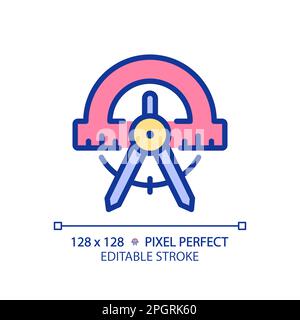 STEM in geometry pixel perfect RGB color icon Stock Vector