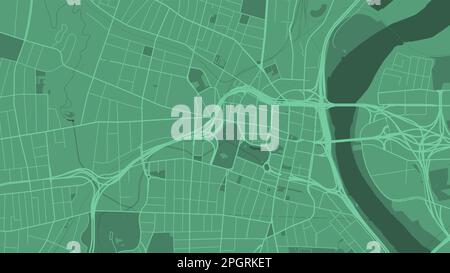 Background Hartford map, Connecticut, green city poster. Vector map with roads and water. Widescreen proportion, digital flat design roadmap. Stock Vector