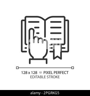 STEM in reading pixel perfect linear icon Stock Vector