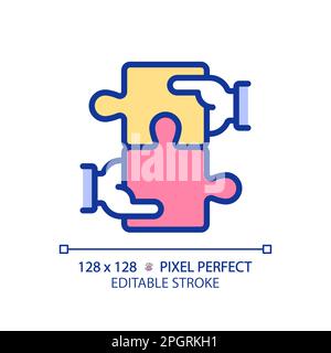 Collaboration for STEM pixel perfect RGB color icon Stock Vector