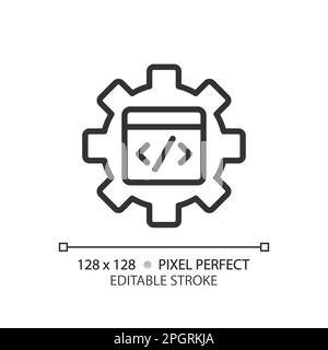 STEM in coding in pixel perfect linear icon Stock Vector