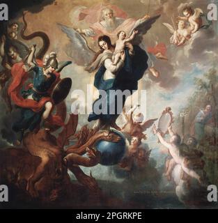 The Virgin of the Apocalypse 1760  by Miguel Cabrera Stock Photo