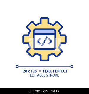 STEM in coding in pixel perfect RGB color icon Stock Vector