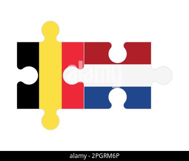 Connected puzzle of flags of Belgium and Netherlands, vector Stock Vector