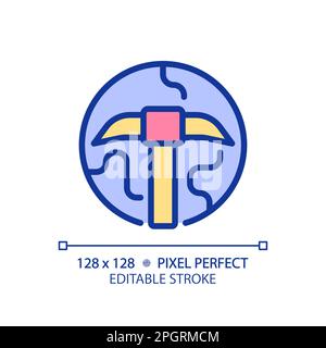 STEM in geology pixel perfect RGB color icon Stock Vector