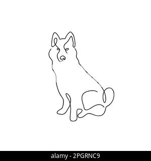 Dog illustration in line art style isolated on white Stock Vector