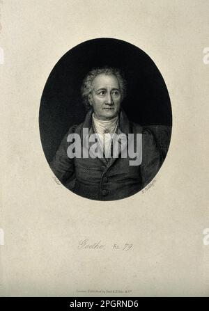 Johann Wolfgang von Goethe. Line engraving by E. Radclyffe a by Edward Radclyffe Stock Photo