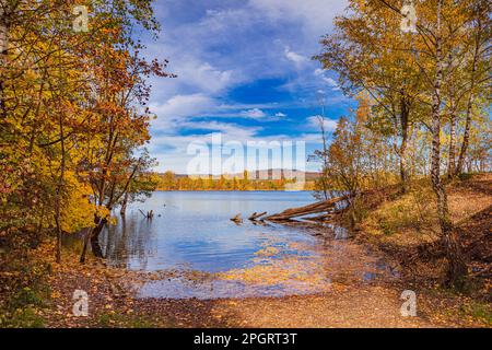 landscape with a lake near Coburg in Germany Stock Photo