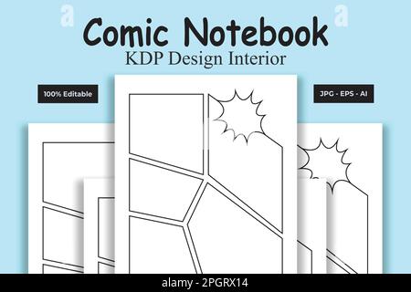 Comic Notebook KDP Interior Low and No Content Book Stock Vector