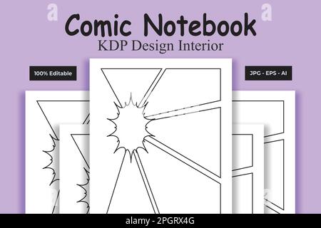 Comic Notebook KDP Interior Low and No Content Book Stock Vector