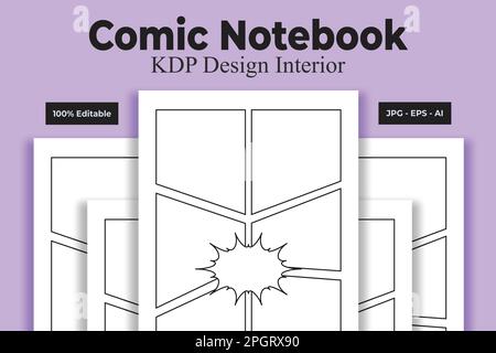 Comic Notebook KDP Interior Low and No Content Book Stock Vector