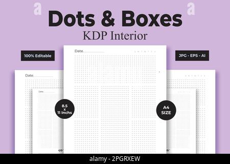 Dots & Boxes KDP Interior Low and No Content Book Stock Vector