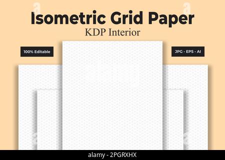 KDP Interior Isometric Grid Paper Low and No Content Book Stock Vector